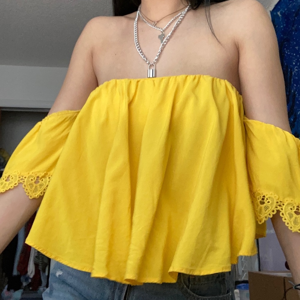 Forever 21 Yellow off the shoulder blouse